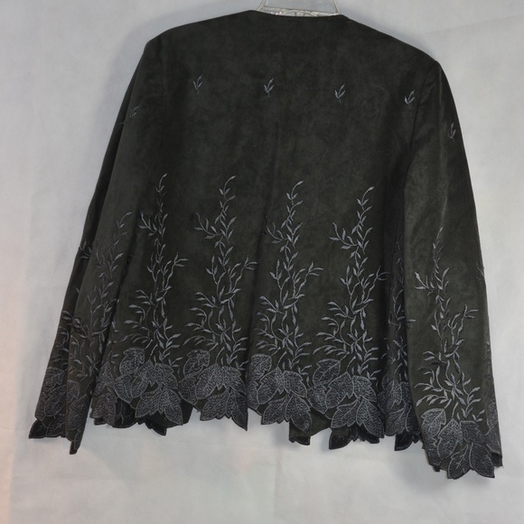 Tall Ladies Embroidered Green Suede Skirt Suit SZ 10 Denard's Ltd - Picture 8 of 11